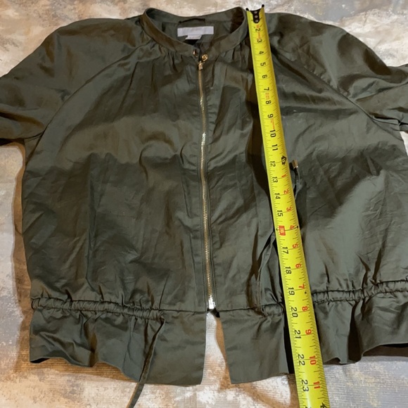 H&M Women’s SZ 8 Olive Green Front Zip Blazer Draw String Waist Lined Jacket - Picture 10 of 13